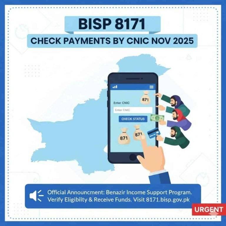 BISP 8171 Check Payments by CNIC Nov 2025