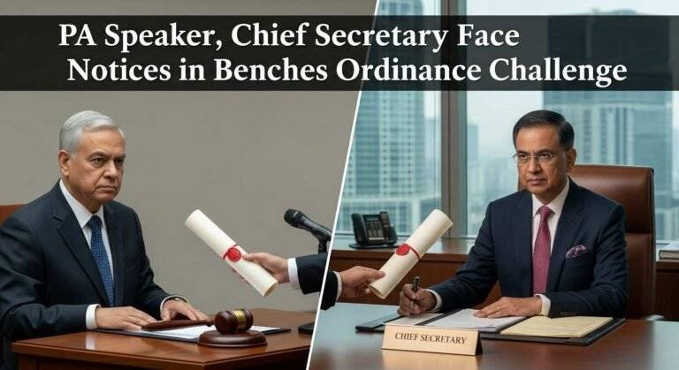 PA Speaker, Chief Secretary Face Notices in Benches Ordinance Challenge