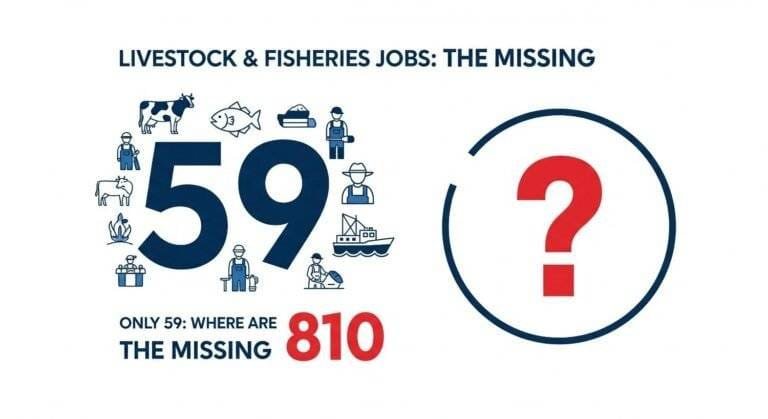 Livestock & Fisheries Jobs Only 59: Where Are The Missing 810?