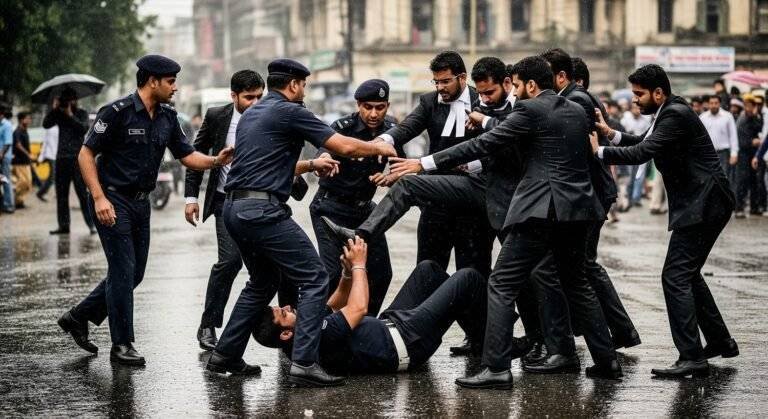 Police Officers Brutally Beaten By Lawyers Karachi