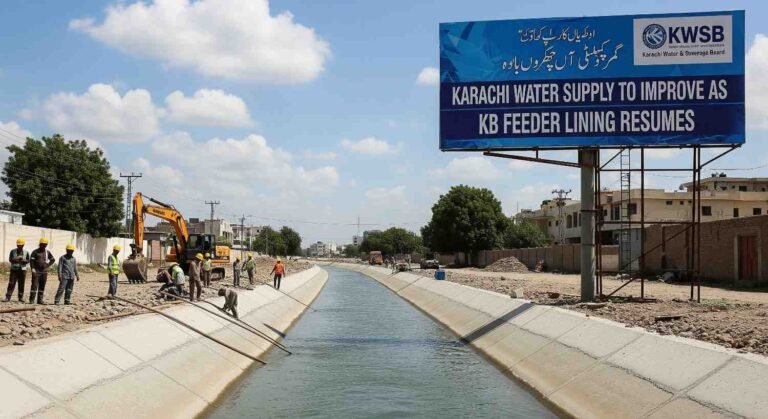 Karachi Water Supply to Improve as KB Feeder Lining Resumes