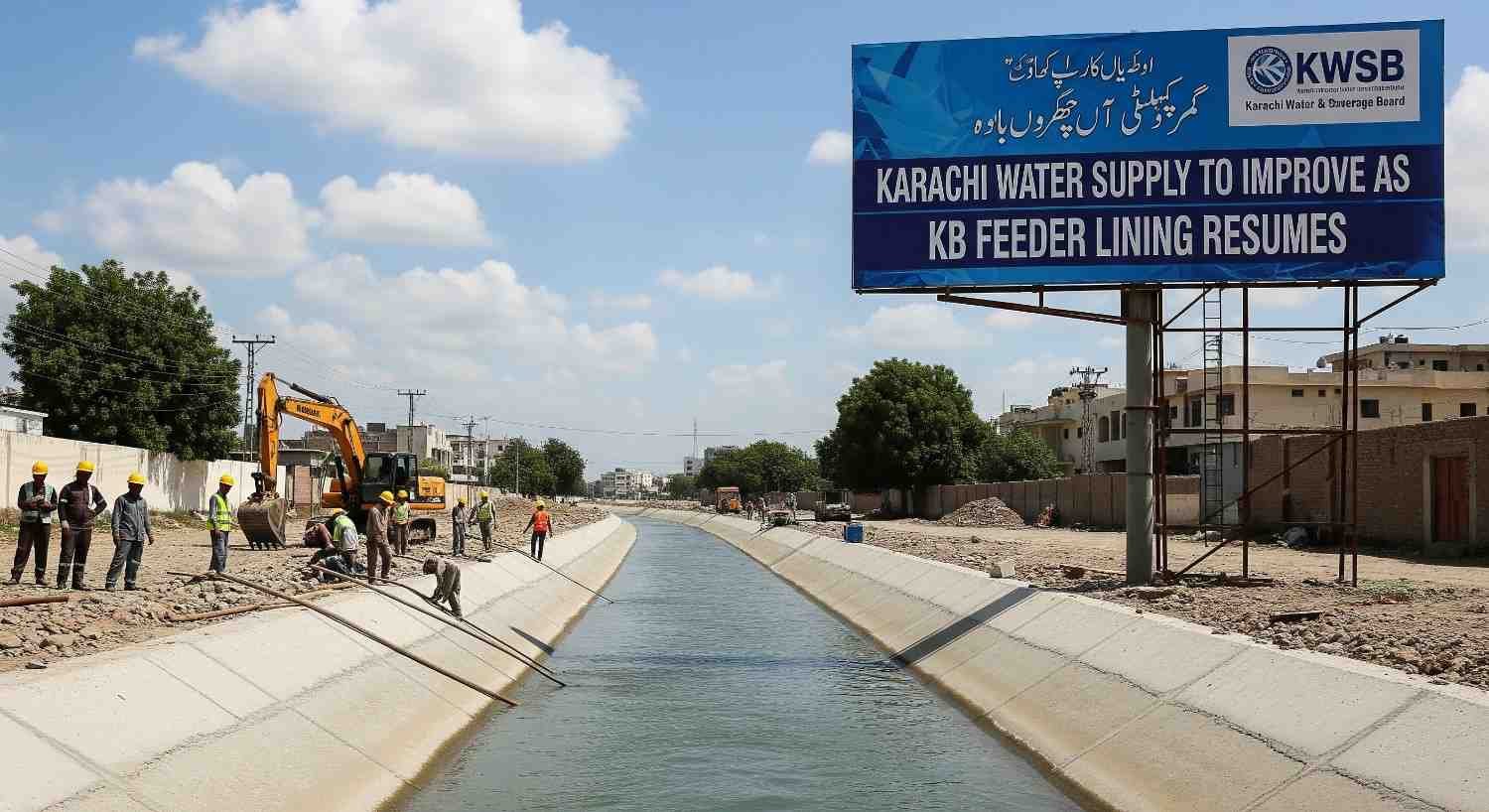 Karachi Water Supply to Improve as KB Feeder Lining Resumes