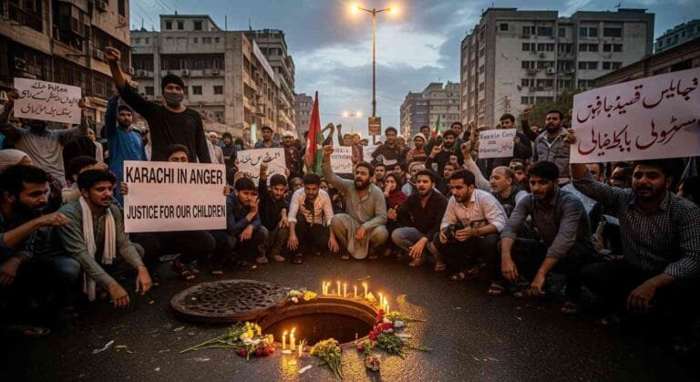 Karachi Open Manhole Claims Child Life, Citizens Demand Justice