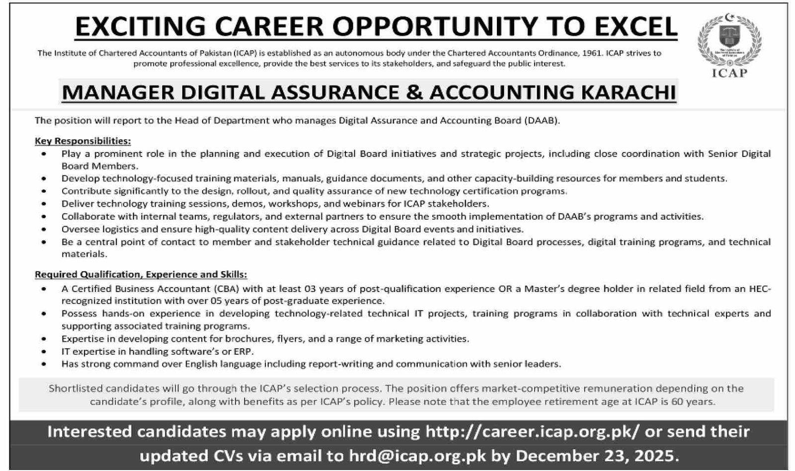 ICAP Jobs: Apply Now for Exclusive Karachi Vacancies 2025