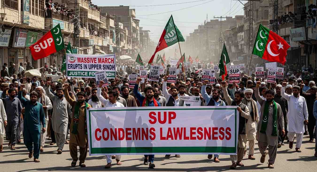 SUP Condemns Lawlessness Massive March Erupts in Upper Sindh