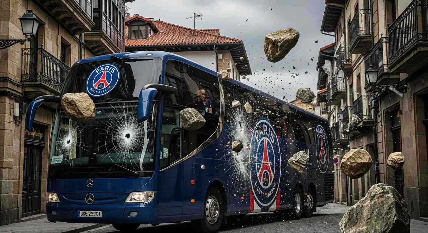 Bilbao Incident Stones Shatter PSG Team Bus
