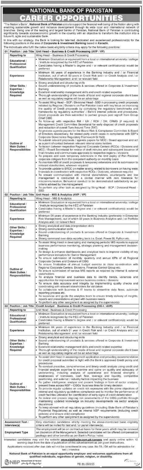 National Bank of Pakistan Opens New Career Avenues in Karachi for 2026