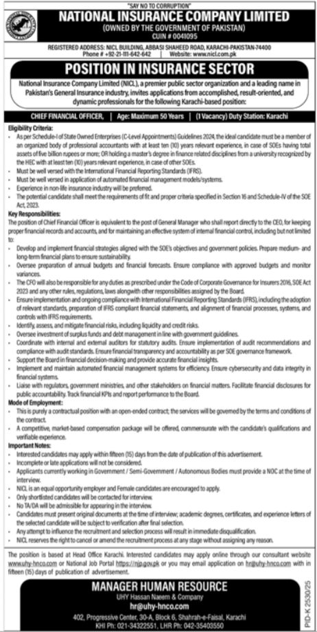 NICL Careers: Latest Management Jobs in Karachi
