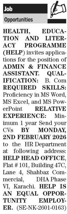 Health Education & Literacy Program Jobs Karachi: Amazing Roles