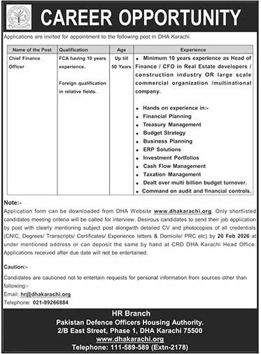 DHA Karachi Jobs 2026: Latest Management Posts Available