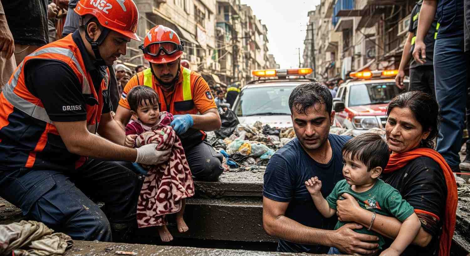 Family Rescued From Karachi Drain With Stunning Survival