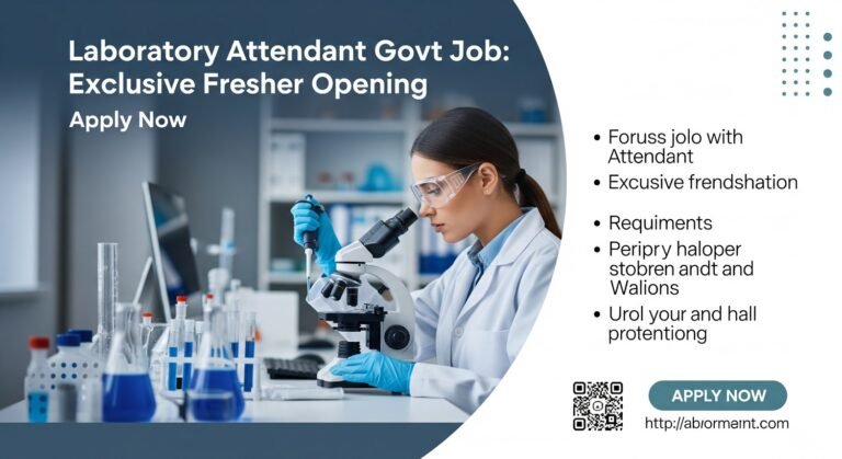 Laboratory Attendant Govt Job: Exclusive Fresher Opening Apply Now