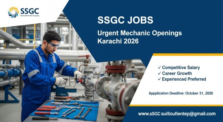 SSGC Jobs: Urgent Mechanic Openings Karachi 2026