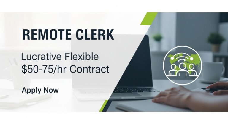 Remote Clerk: Lucrative Flexible $60-75/hr Contract Apply Now