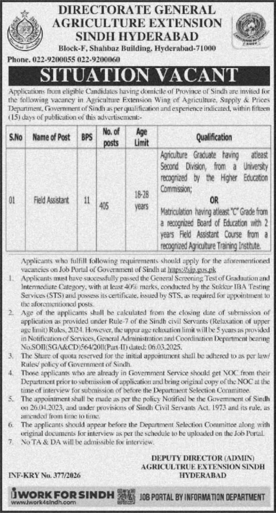 Directorate General Agriculture Extension Sindh Hyderabad