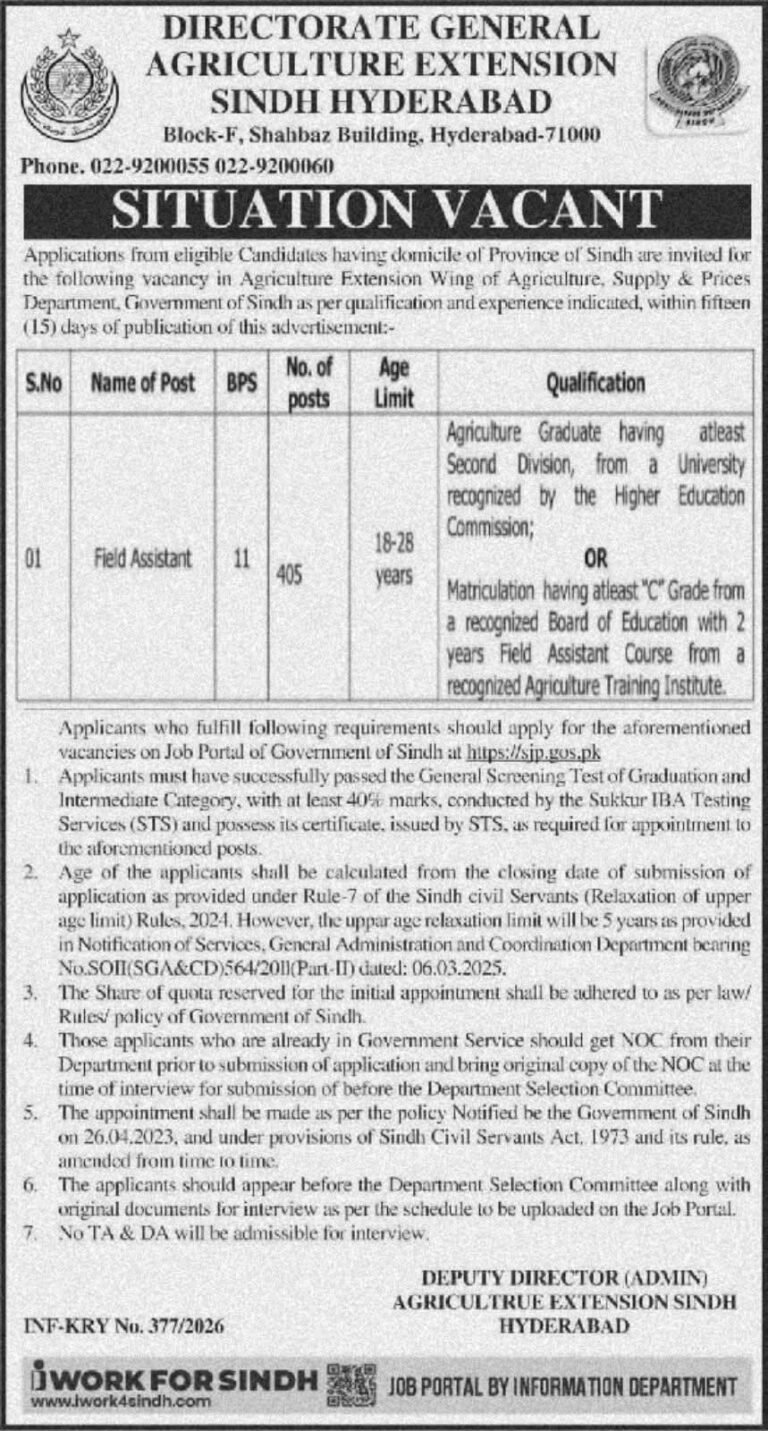 Directorate General Agriculture Extension Sindh Hyderabad