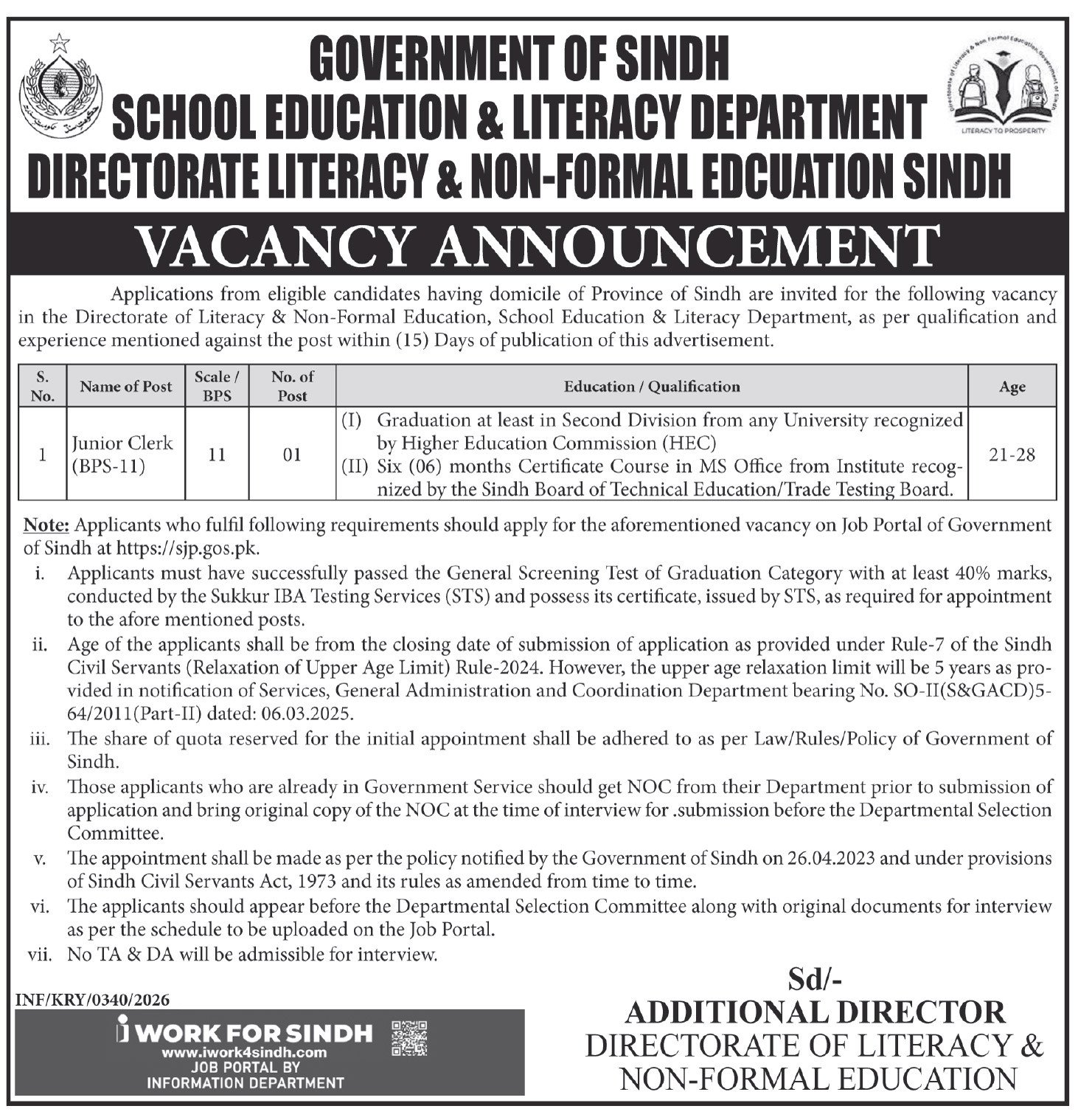 Admin Clerical Jobs Sindh: New School Education Roles 2026