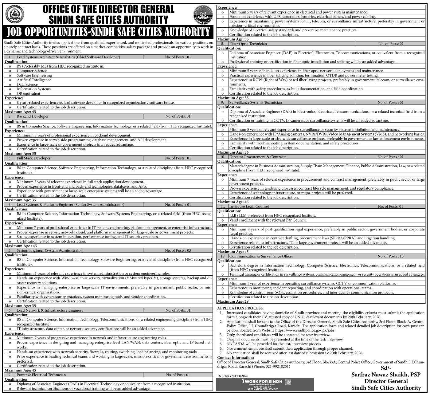 Sindh Safe Cities Jobs: Management Posts Apply Now