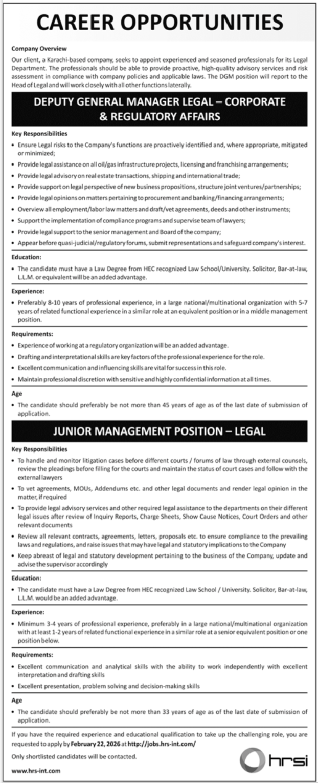 Deputy General Manager Legal Jobs: Prime 2026 Openings