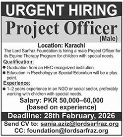 Project Officer Job Exclusive Management Opening
