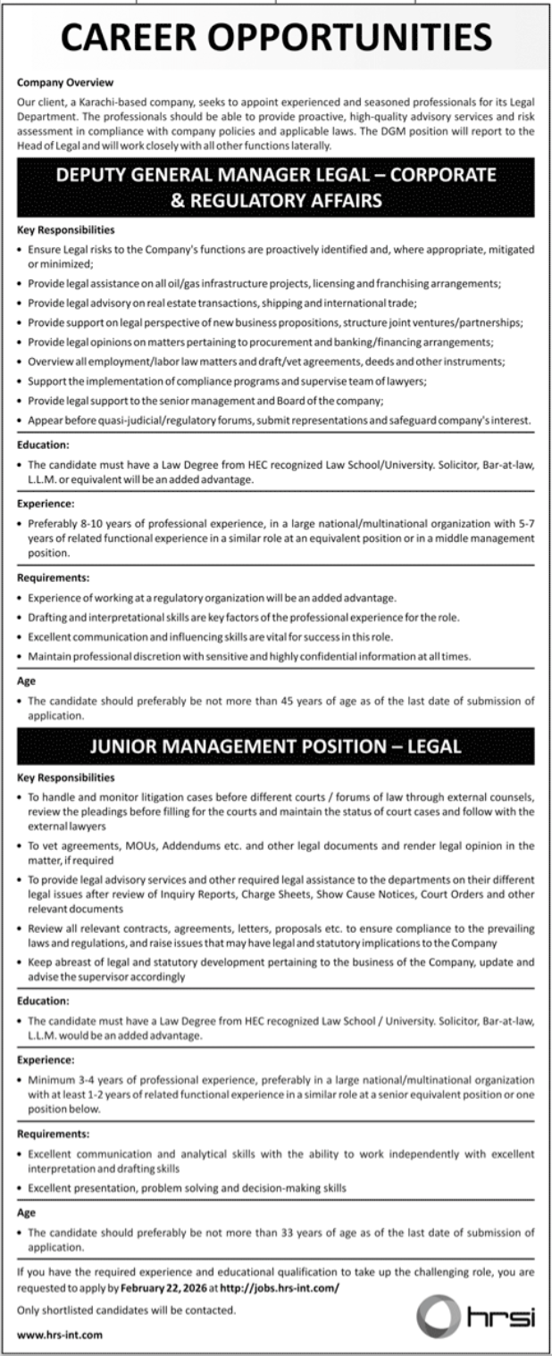 Deputy General Manager Legal Jobs Latest