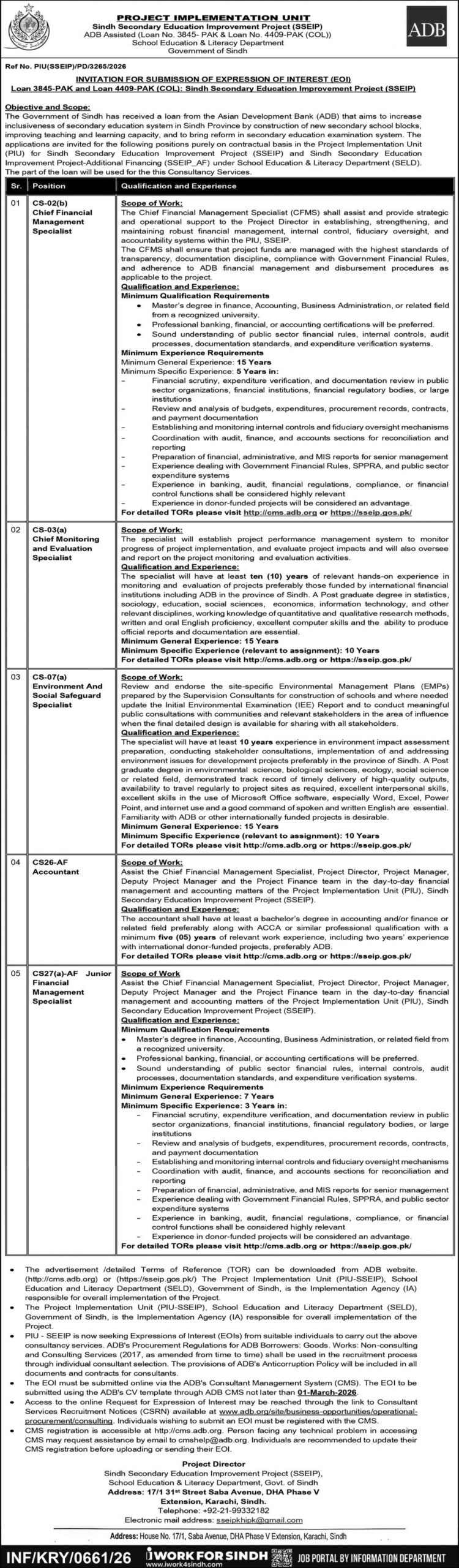SSEIP Jobs Latest Sindh Education Department Management Vacancies