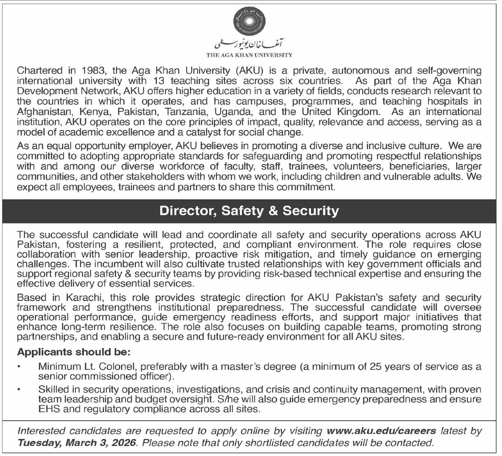 Aga Khan University Jobs Must-Have Management Vacancies 2026