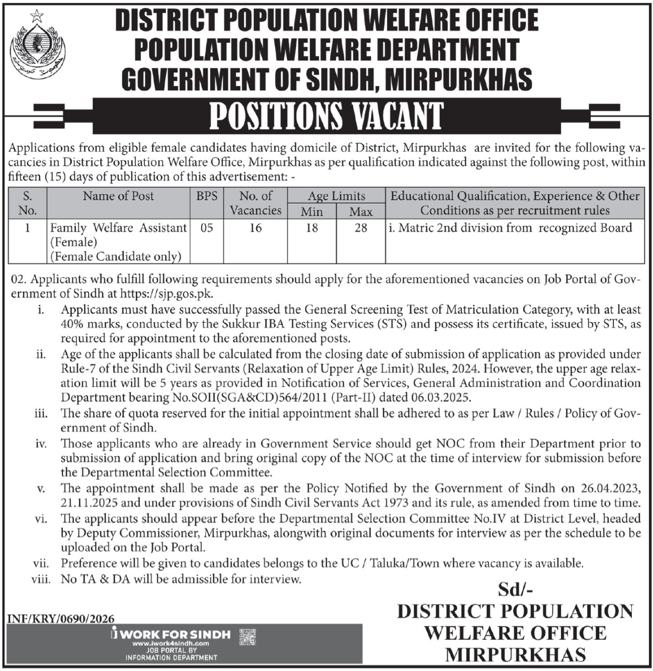 Population Welfare Department Jobs Amazing Roles