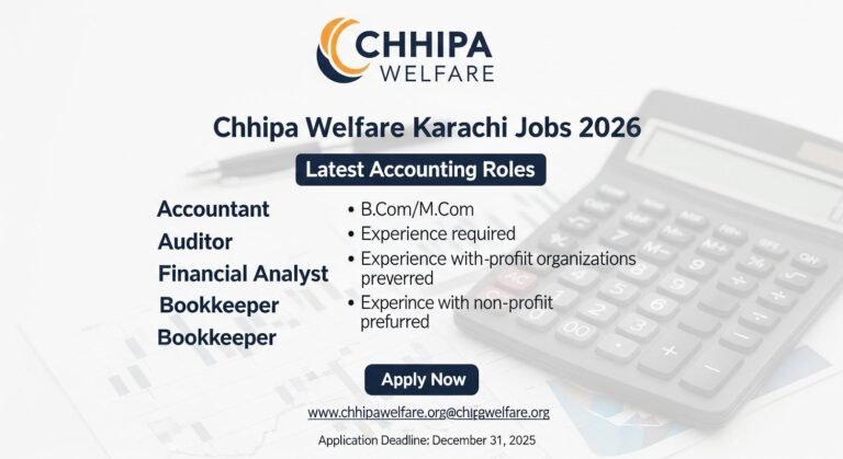Chhipa Welfare Karachi Jobs 2026: Latest Accounting Roles