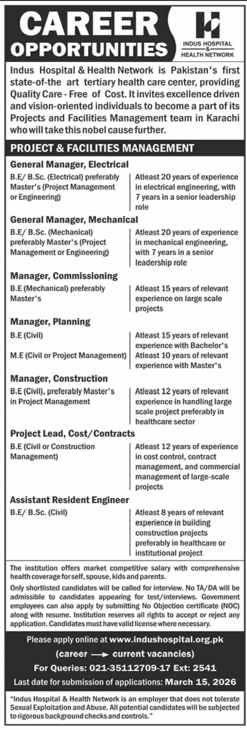 Indus Hospital Jobs Exciting Management Vacancies