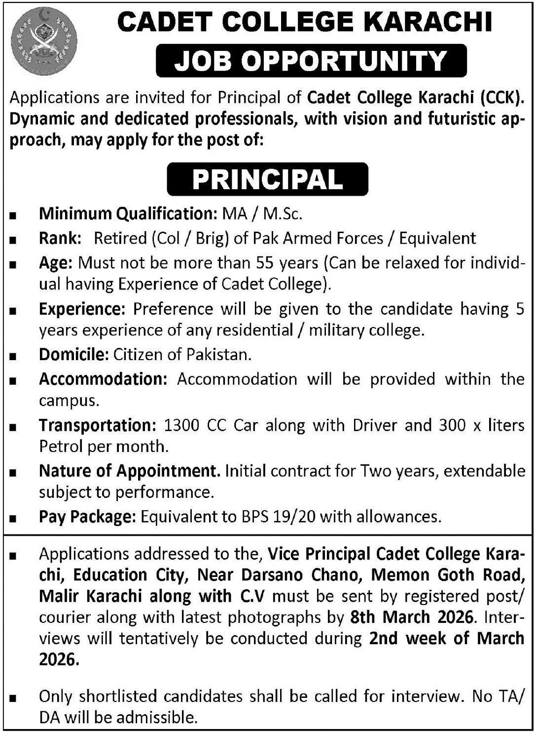 Cadet College Jobs Exclusive Principal & Teaching Roles
