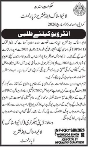 Clerk Jobs Latest Government Interviews Irrigation Karachi