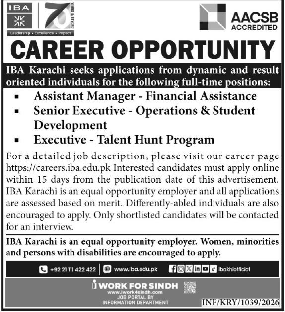 IBA Jobs 2026 Latest Management Opportunities