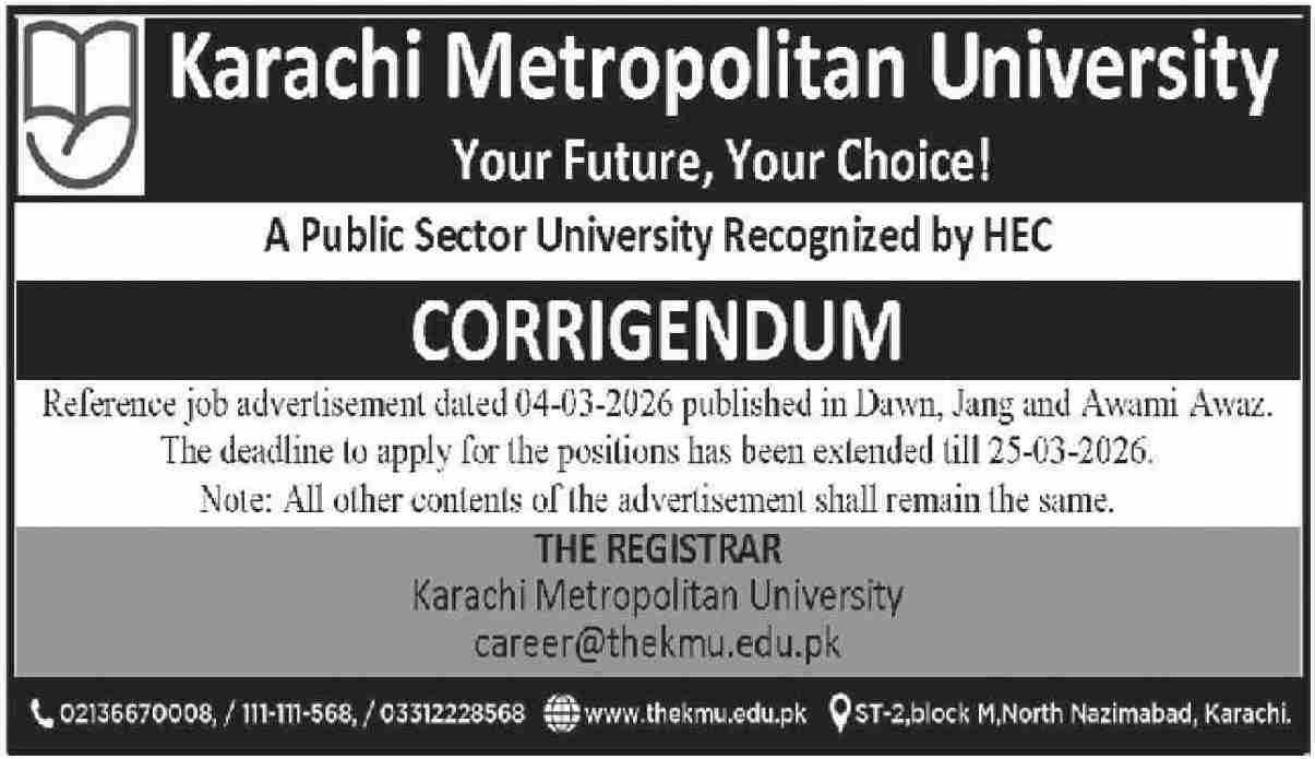 KMU Jobs 2026 Latest Exclusive University Posts