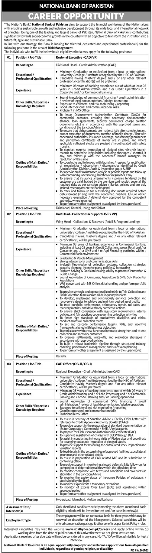 NBP Jobs Latest Management Vacancies 