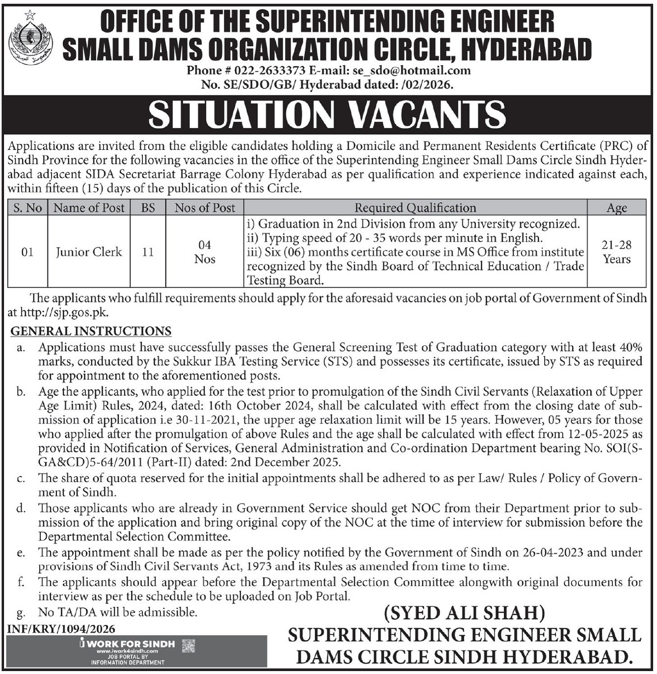 Admin Clerical Jobs Urgent Irrigation Posts 2026