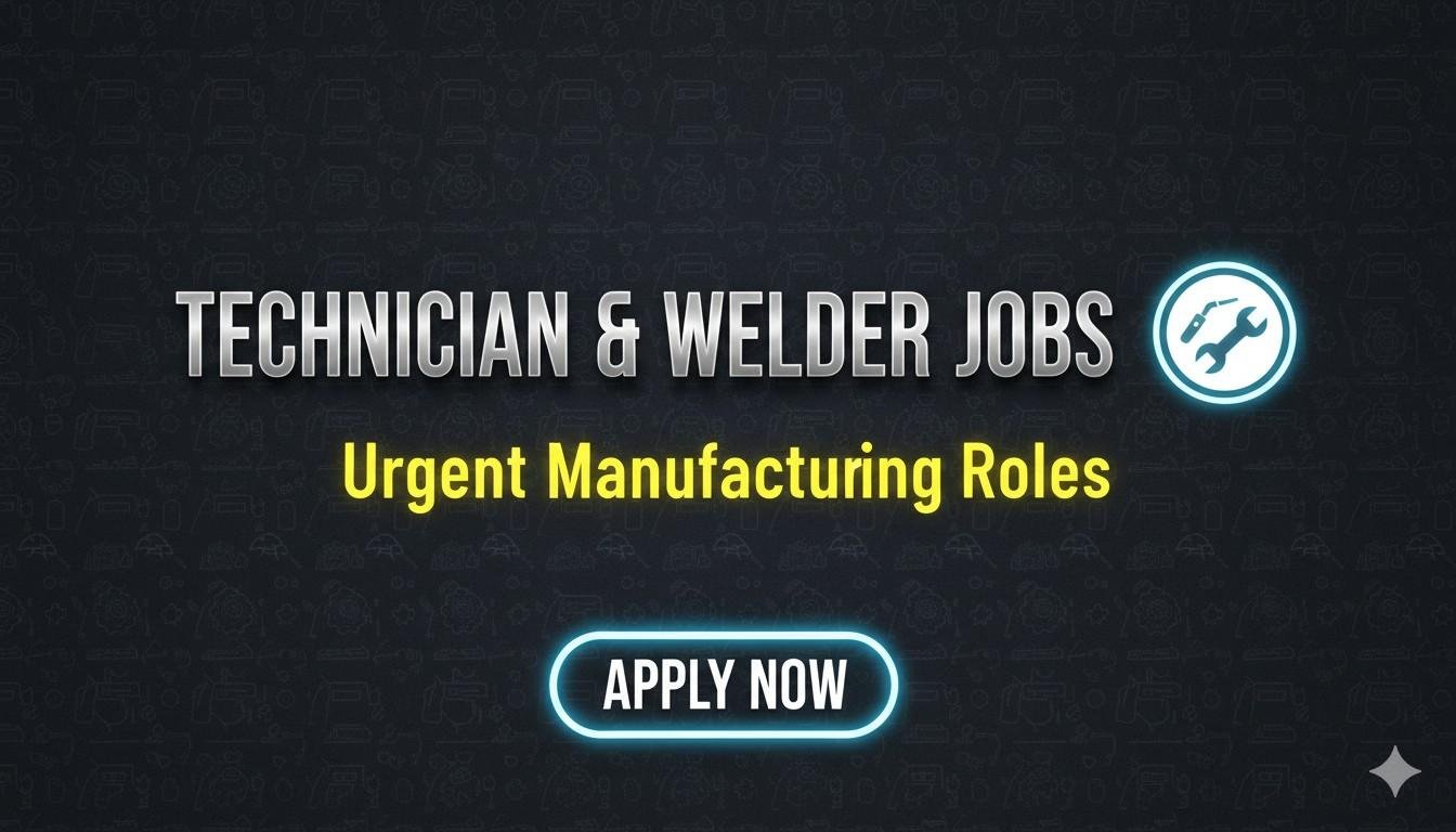 Technician & Welder Jobs Urgent Manufacturing Roles