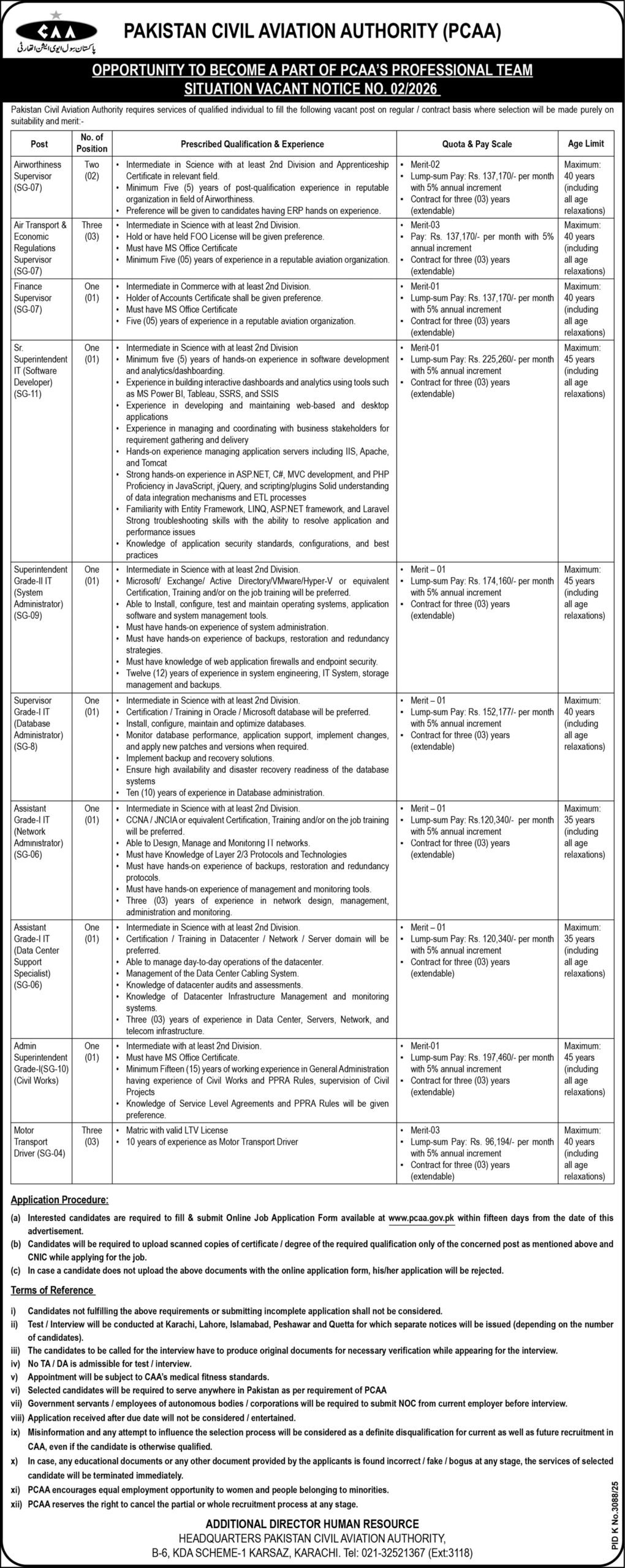 Civil Aviation Jobs Pakistan Latest CAA Management Posts