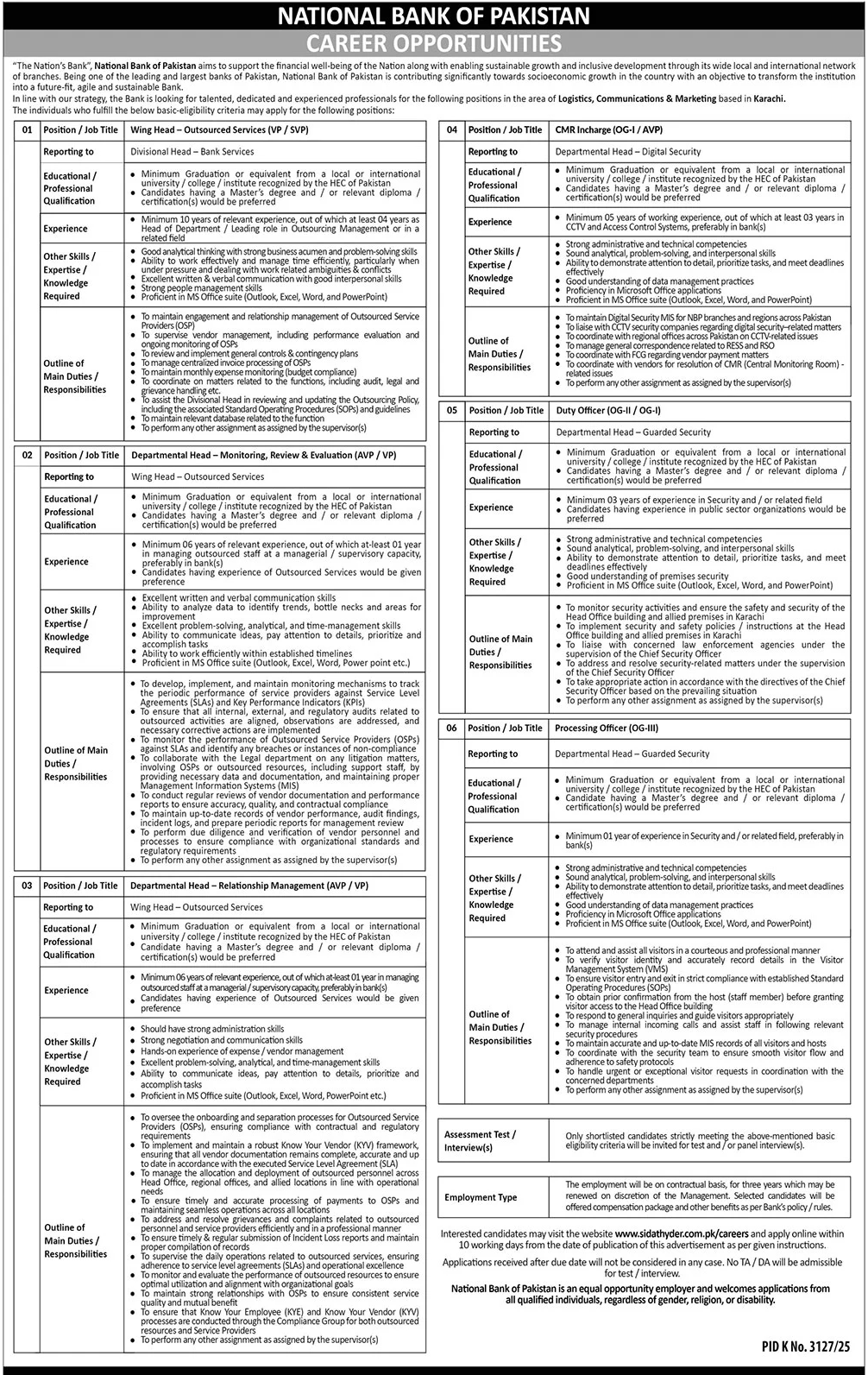 NBP Jobs Latest Management Posts 2026