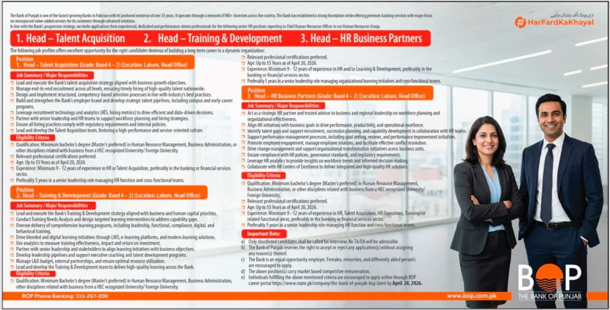 BOP Jobs 2026 Urgent Leadership Bank Openings