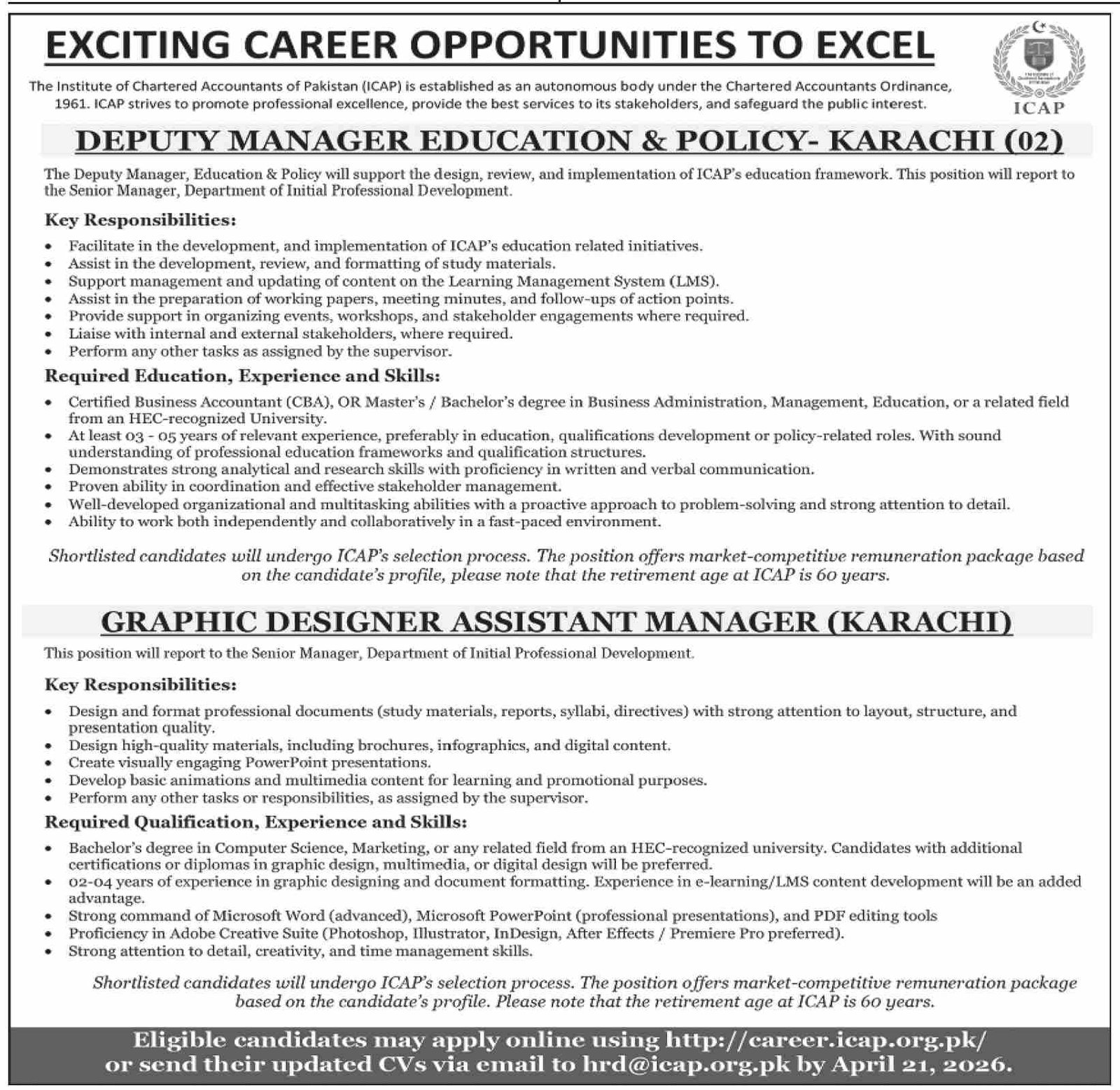 ICAP Jobs Stunning Management Posts & Latest Openings