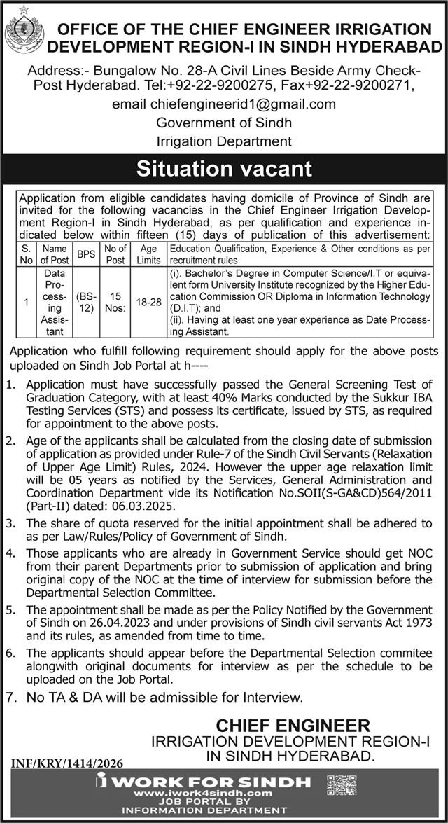 Irrigation Department Jobs Latest 2026 Vacancies