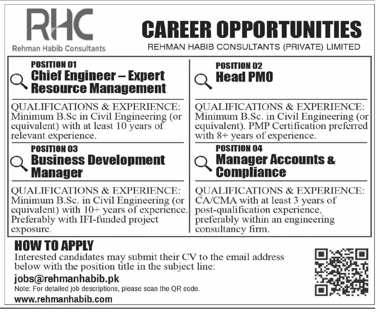 Rehman Habib Consultants Latest Management Jobs 