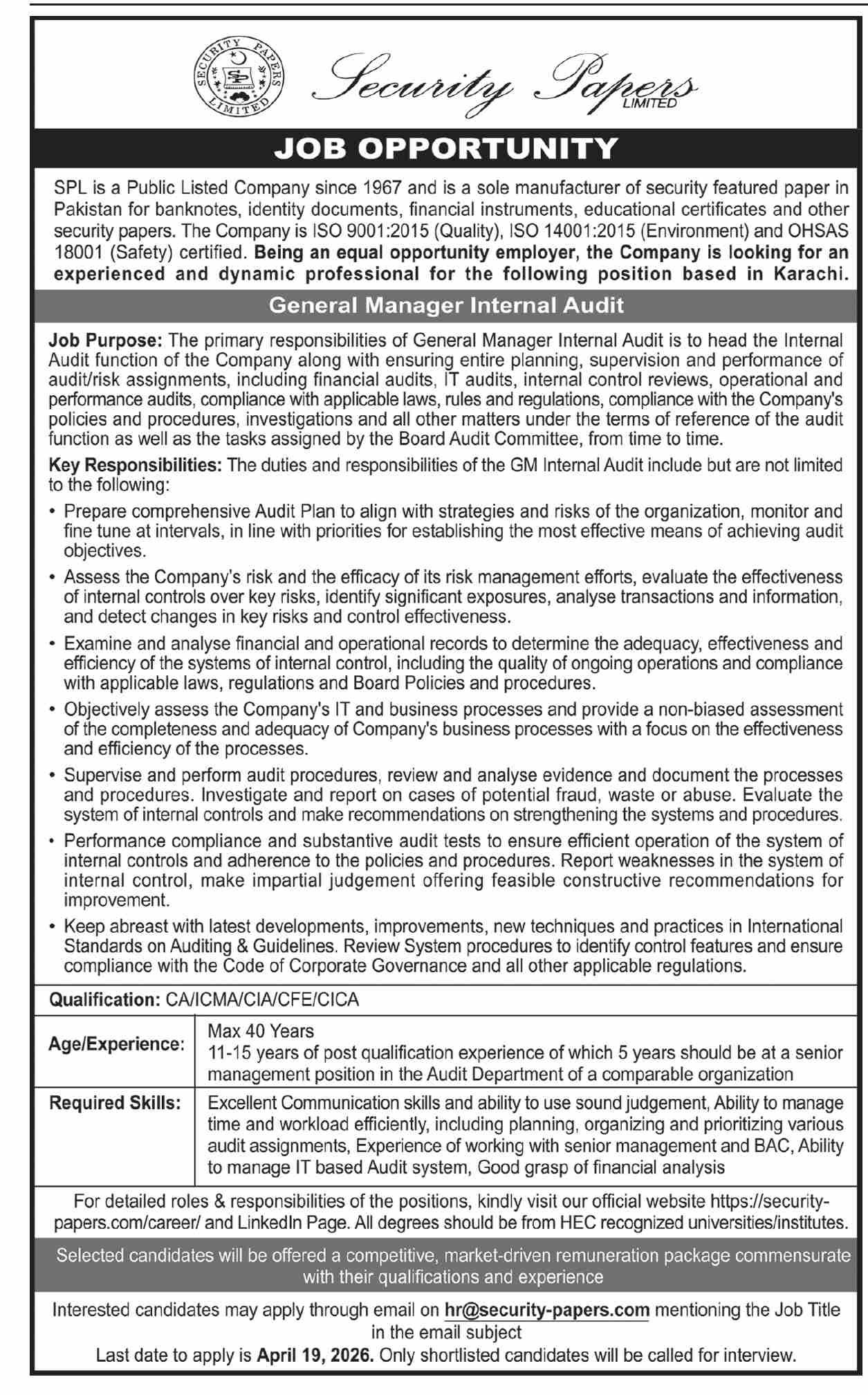 Security Papers Limited Jobs Latest Management Jobs