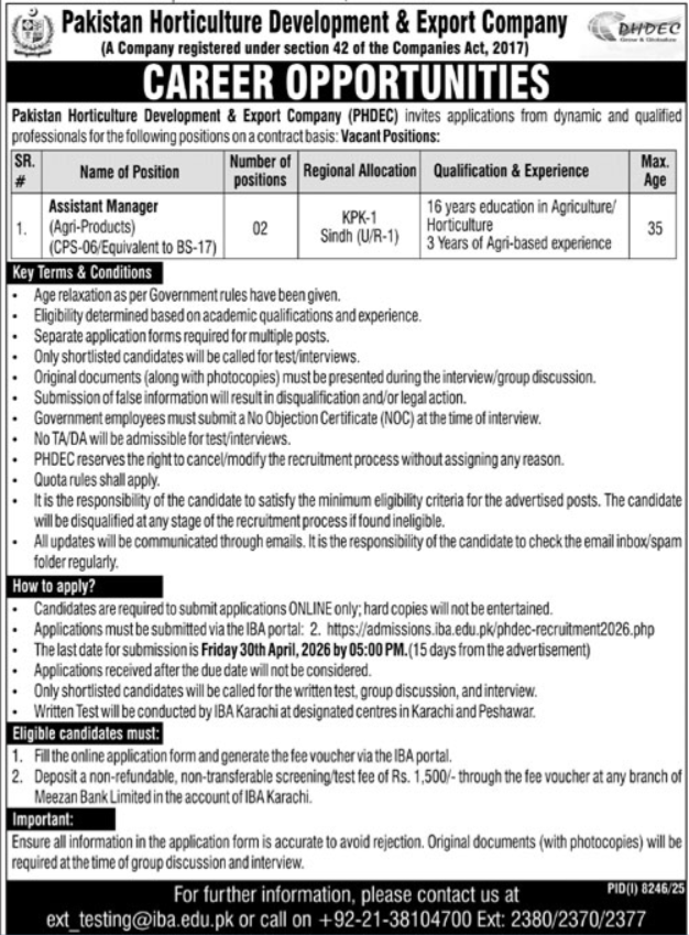 Horticulture Jobs Pakistan Management Apply now