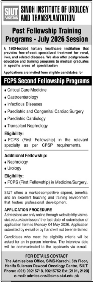 Sindh Institute Jobs Latest 2026 Vacancies