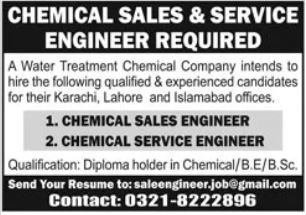 Latest Water Treatment Chemical Vacancies