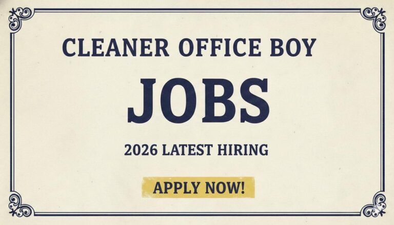 Cleaner Office Boy Jobs 2026 Latest Hiring