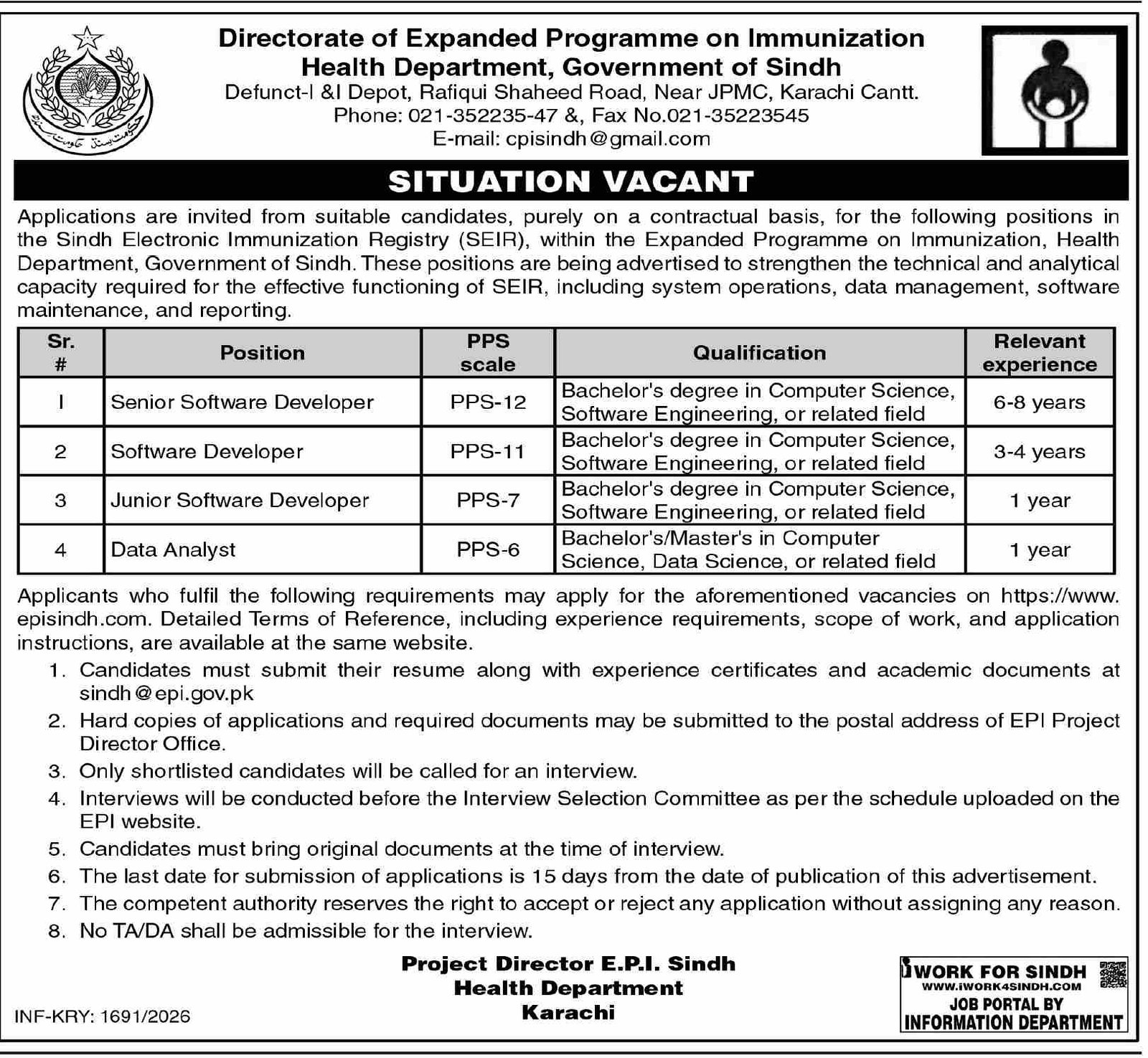 EPI Directorate IT Jobs 2026 Latest Apply Now