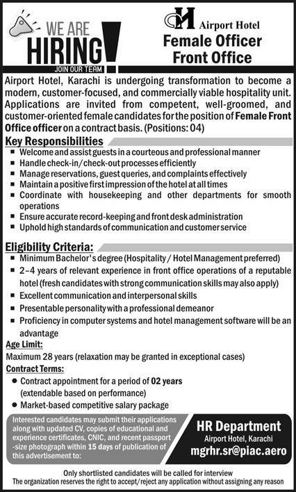 Airport Hotel Jobs Female Officer Front Office Apply now